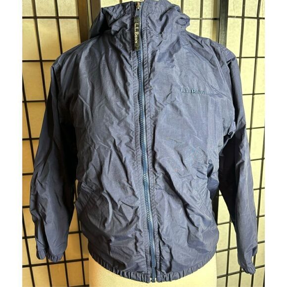 LL Bean Blue Hooded Zip Up Windbreaker Jacket - Picture 2 of 6